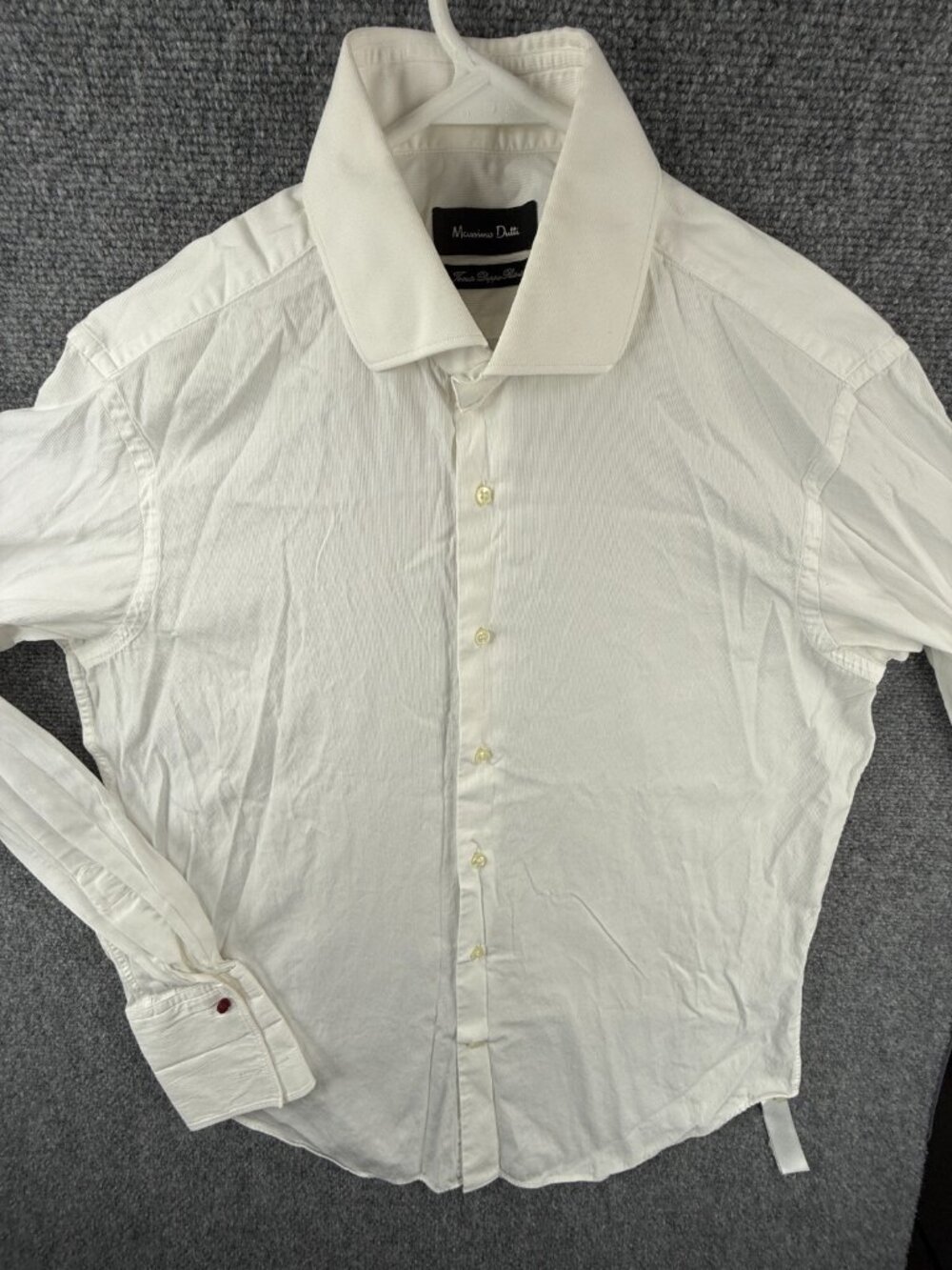 Massimo Dutti Button Up French Cuff Long Sleeve Cotton Designer White Size 17